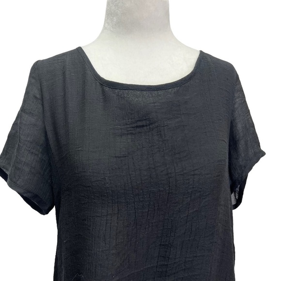 RED Coral Black Crepe Short Sleeve Midi Dress Size S - Picture 5 of 10